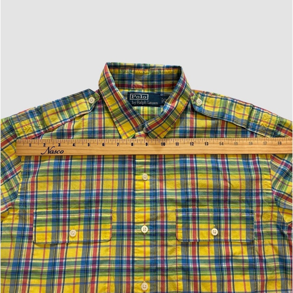 Polo Ralph Lauren Men's Large Plaid Long Sleeve Button Up Epaulettes Pockets - Picture 4 of 9